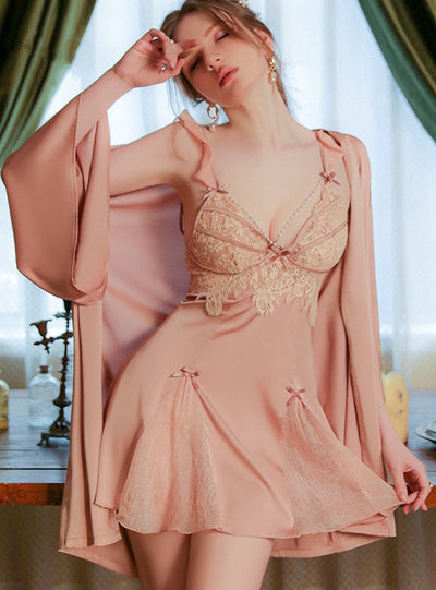 Sexy Lace Backless Chest Pad Pajamas