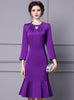 Purple Long Sleeve Beading Mother Of The Bride Dress