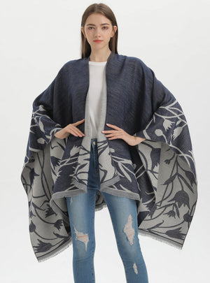 Retro Double-sided Split Shawl Fringed Cloak