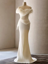 Ivory Mermaid Off the Shoulder Wedding Dress