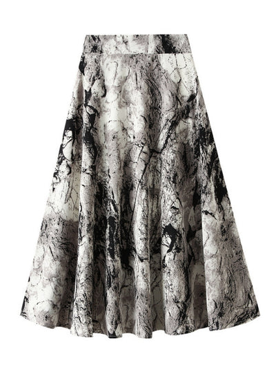 Landscape Painting Print Chiffon Big Pendulum Skirt