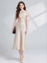 Folding One Shoulder Slim Dress