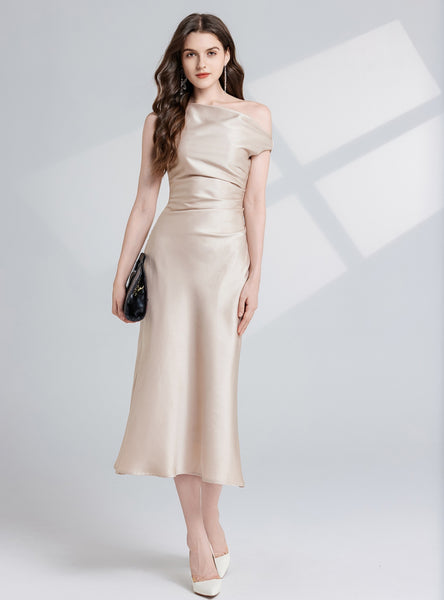 Folding One Shoulder Slim Dress