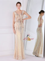 V-neck Mermaid Sequins Beading Prom Dress