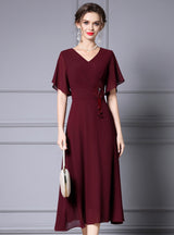 Pink V-neck Beading Mother Of The Bride Dress