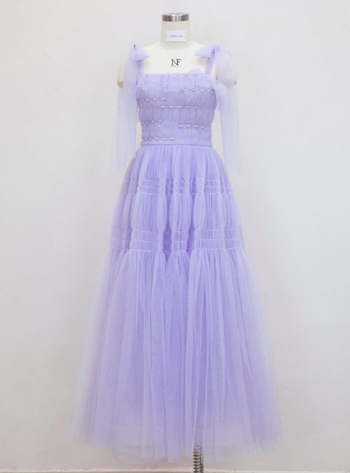 Purple Sleeveless Slim Waist Dress