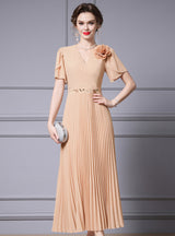 Champagne Chiffon V-neck Mother Of The Bride Dress