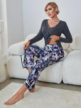 Winter V-neck Long-sleeved Pajamas