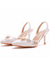 Shallow White Lace Beaded Stiletto Sandals