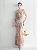 Mermaid Backless Sequins Beading Prom Dress