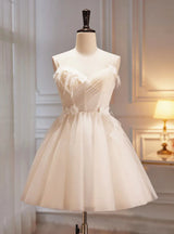 Tulle Spaghetti Straps Appliques Homecoming Dress