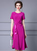 Fuchsia Short Sleeve Pleats Mother Of The Bride Dress