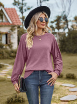 Round Neck Stitching Long Sleeve T-shirt