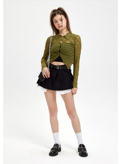 Long Sleeve Short Irregular Shirt