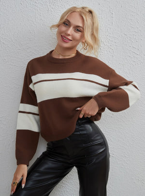 Women Color Matching Casual Sweater