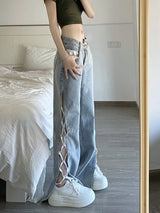 Irregular High Waist Split Jeans