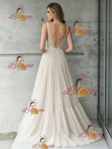Ivory Tulle Lace Straps Wedding Dress