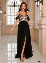 Summer V-neck Contrast Chiffon Sling Dress