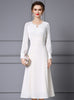 White Long Sleeve Beading Mother of the Bride Dress