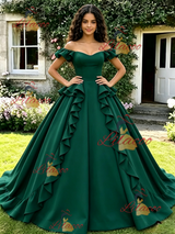 Green Off the Shoulder Quinceanera Dress