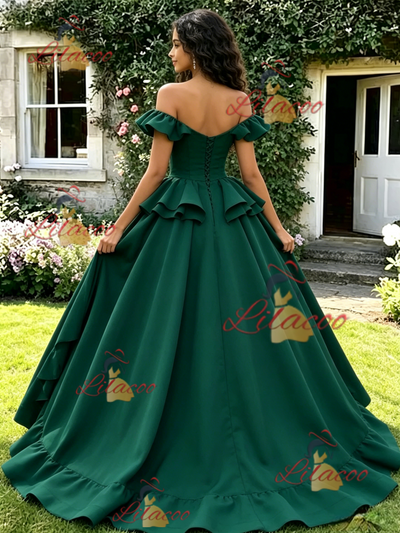 Green Off the Shoulder Quinceanera Dress