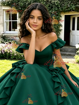 Green Off the Shoulder Quinceanera Dress