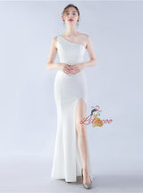 One Shoulder Split Parom Dress
