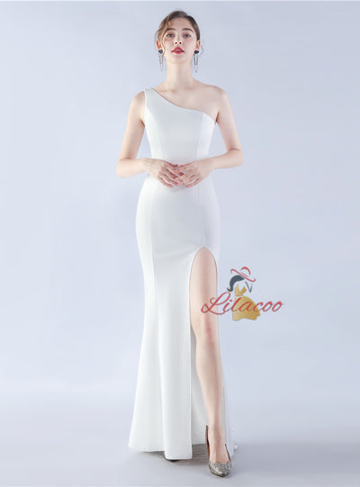 One Shoulder Split Parom Dress