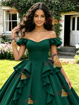 Green Off the Shoulder Quinceanera Dress