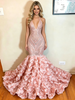 Pink Mermaid Spaghetti Straps Prom Dress