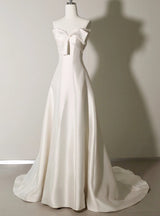 White Satin Strapless Wedding Dress