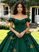 Green Off the Shoulder Quinceanera Dress
