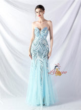 Mermaid Strapless Sequins Prom Dress