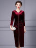 Burgundy Velvet Long Sleeve Mother Of The Bride Dress