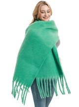 Thick Solid Color Long Tassels Scarf