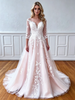 Tulle Lace Appliques Backless Wedding Dress