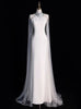 White Mermaid Tulle High Neck Crystal Wedding Dress