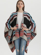 Retro Travel Cloak Jacquard Warm Split Scarf