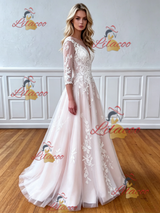 Tulle Lace Appliques Backless Wedding Dress