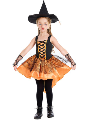 Halloween Children's Costume Orange Witch Cosplay