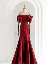 Burgundy Mermaid Satin Prom Dress