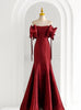 Burgundy Mermaid Satin Prom Dress