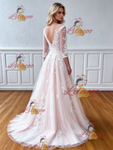 Tulle Lace Appliques Backless Wedding Dress