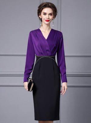Purple Long Sleeve Mother Of The Bride Dress