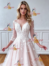 Tulle Lace Appliques Backless Wedding Dress