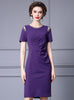 Purple Short Sleeve Beading Mother Of The Bride Dress