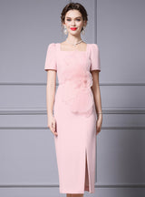 White Short Sleeve Lace Mother Of The Bride Dress
