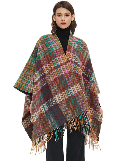 Tassel Ethnic Fringed Split Shawl