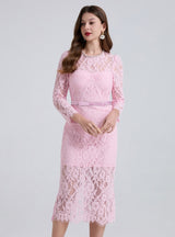 Long Sleeve Retro Lace Slim Dress