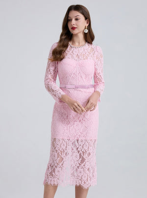 Long Sleeve Retro Lace Slim Dress